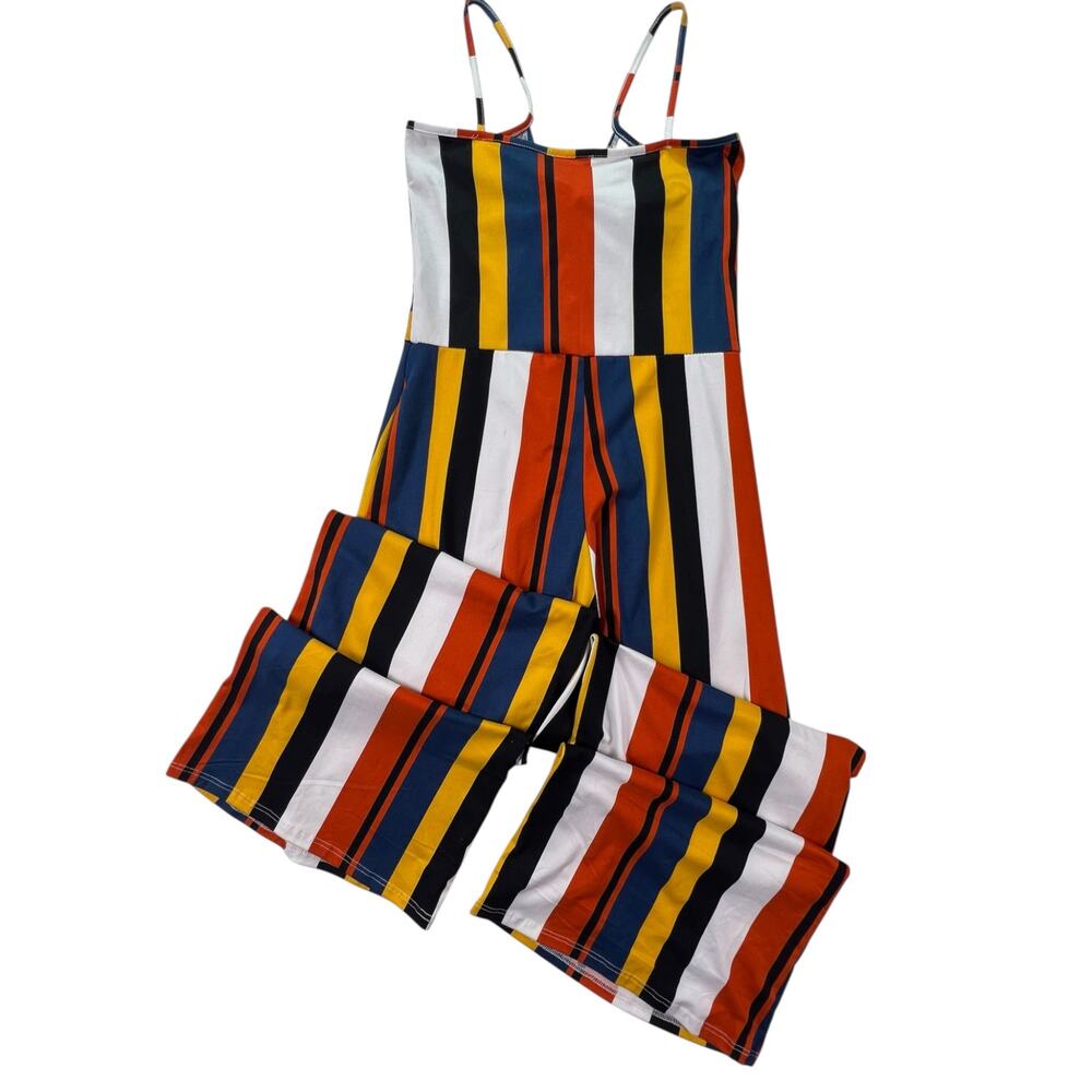 Striped Wide Leg Jumpsuit Women S Tie Front Festival Resort Multicolor Statement - Picture 4 of 15